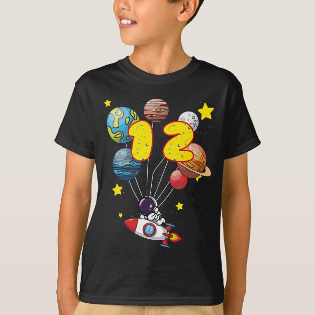 Astronaut Boy 12th Birthday Gift 12 Years Old Kids T-Shirt (Front)
