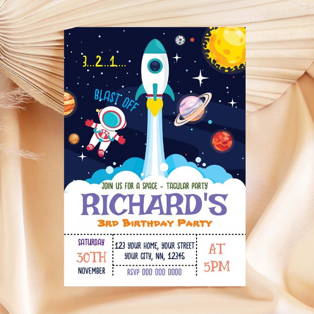 Astronaut Boy Birthday Invitation (Creator Uploaded)