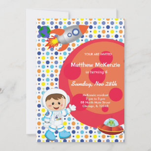 Astronaut boy Birthday theme Invitation