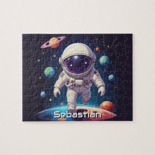 Astronaut Boy Exploring Space Personalized Jigsaw Puzzle