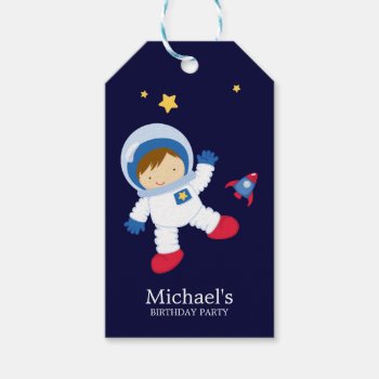 Astronaut Boy Kids Birthday Party Gift Tags by heartlocked at Zazzle