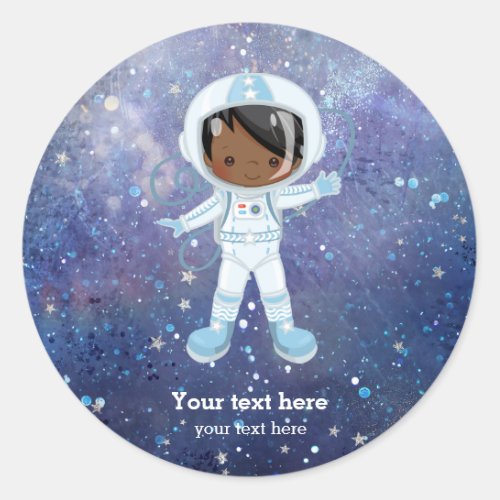 Astronaut boy Outer Space Classic Round Sticker