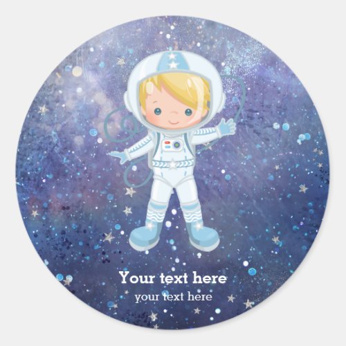 Astronaut boy Outer Space Classic Round Sticker