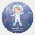 Astronaut boy Outer Space Classic Round Sticker