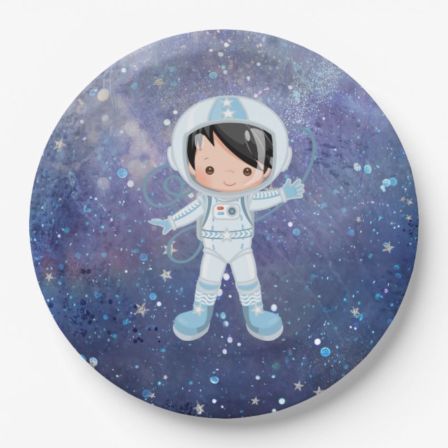 Astronaut boy Outer Space Paper Plates (Front)