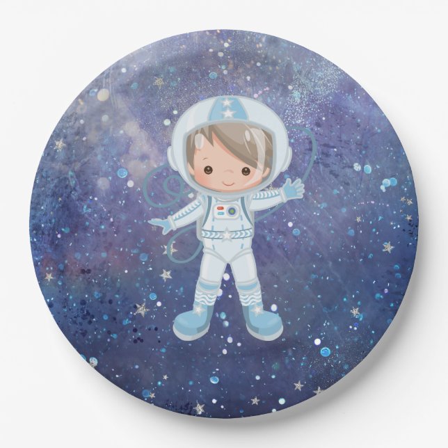 Astronaut boy Outer Space Paper Plates (Front)