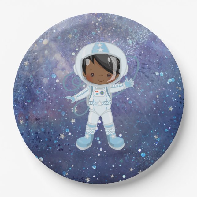 Astronaut boy Outer Space Paper Plates (Front)