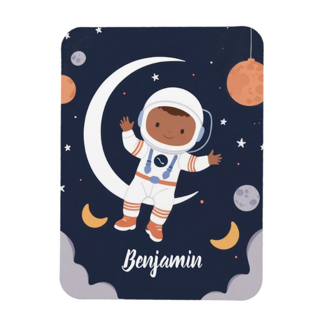 Astronaut Boy Outer Space Personalized Kids Magnet (Vertical)