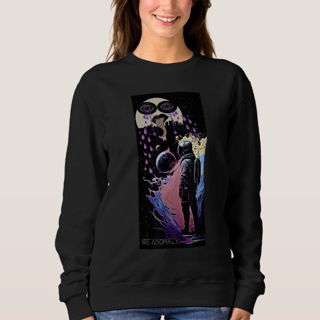 Astronaut Breaking Up With Crying Moon Trippy Grap Sweatshirt (Front)
