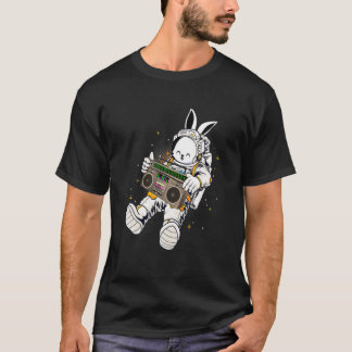 Astronaut Bunny Music Cassette Tape Vintage Happy T-Shirt