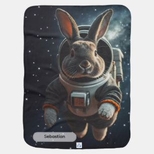 Astronaut Bunny Space Surreal Animal Custom Baby Blanket