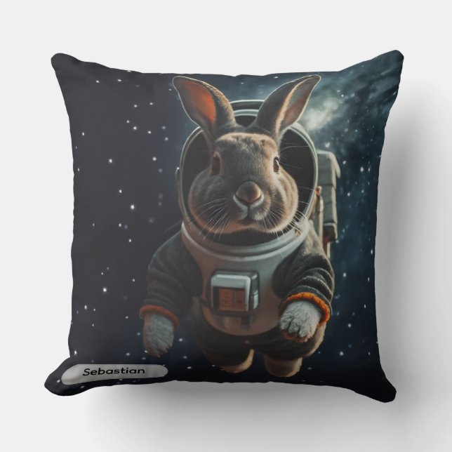 Astronaut Bunny Space Surreal Animal Custom Throw Pillow (Front)