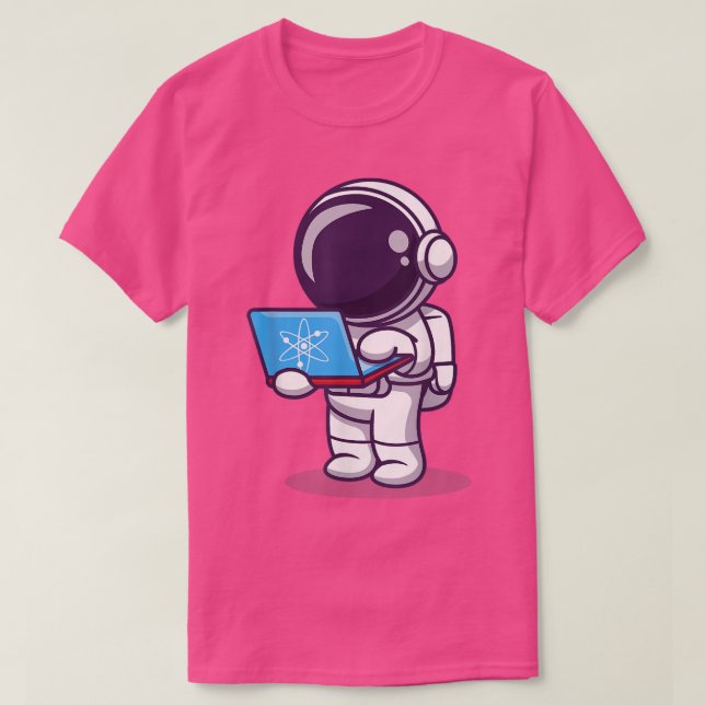Astronaut buying ticket to the moon with ATOM Cosm T-Shirt (Design Front)