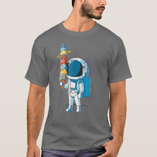 Astronaut By Ice Cream in Space Holding Planet Bal T-Shirt