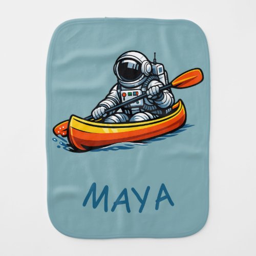 Astronaut Canoeing Baby Burp Cloth
