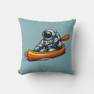 Astronaut Canoeing Throw Pillow