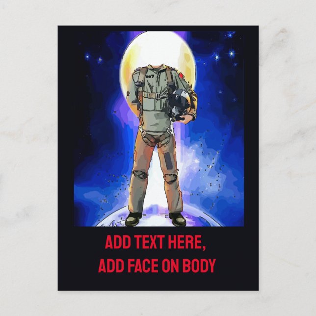 Astronaut Card, edit text & pic, personalize Postcard (Front)