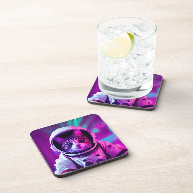 astronaut cat beverage coaster (Right Side)