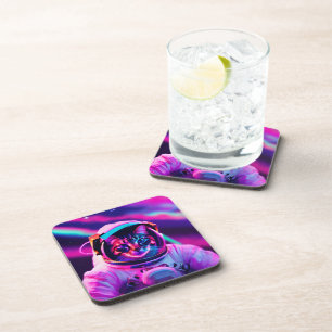 astronaut cat beverage coaster