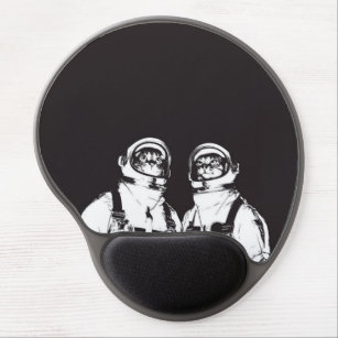 Astronaut cat black and white gel mouse pad