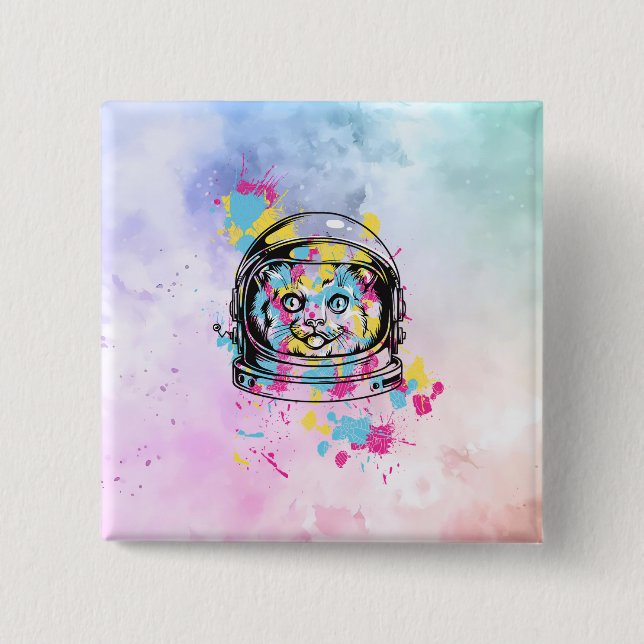 Astronaut Cat Button (Front)
