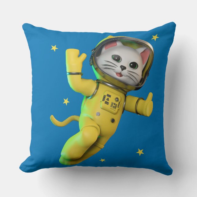 Astronaut Cat  Cartoon Throw Pillow (Front)