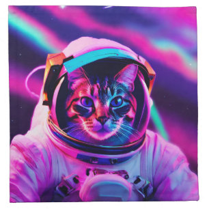 astronaut cat cloth napkin