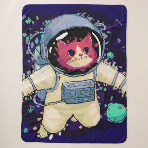 Astronaut Cat colorful Sherpa Blanket