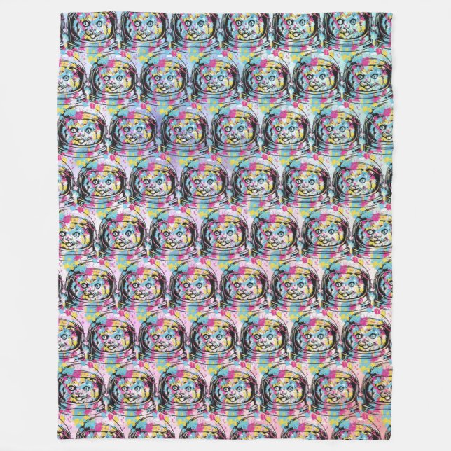 Astronaut Cat Fleece Blanket (Front)