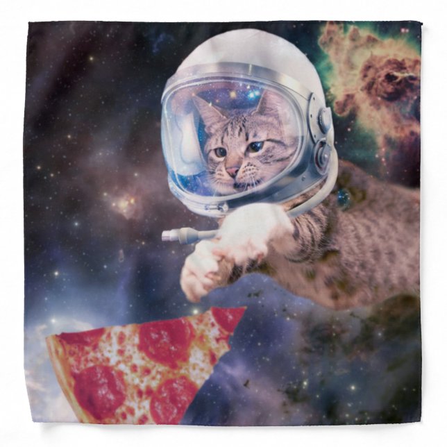 Astronaut cat hunting a pizza slice bandana (Front)