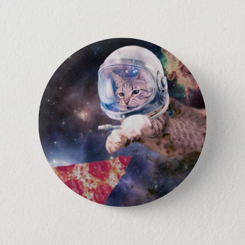 Astronaut cat hunting a pizza slice button