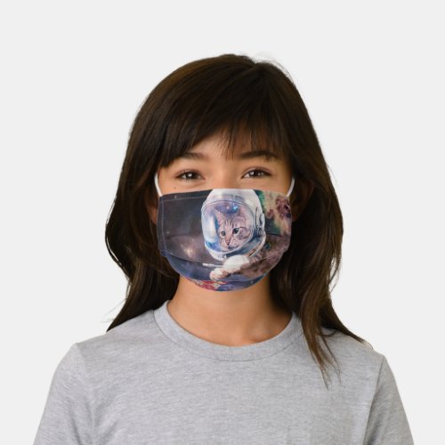 Astronaut cat hunting a pizza slice kids cloth face mask