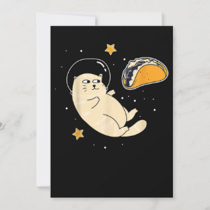Astronaut Cat in Outer Space Taco Moon Save The Date