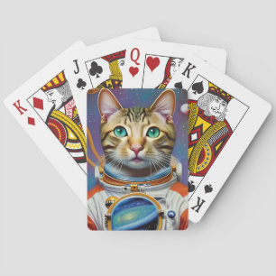 Astronaut Cat in Space Poker Cards