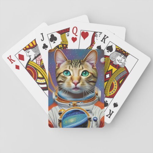 Astronaut Cat in Space  Poker Cards