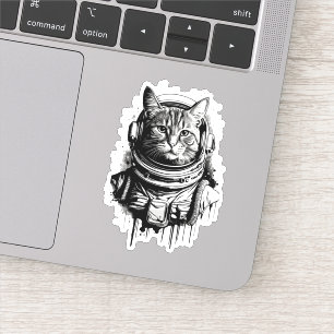 Astronaut Cat Ink Art Sticker