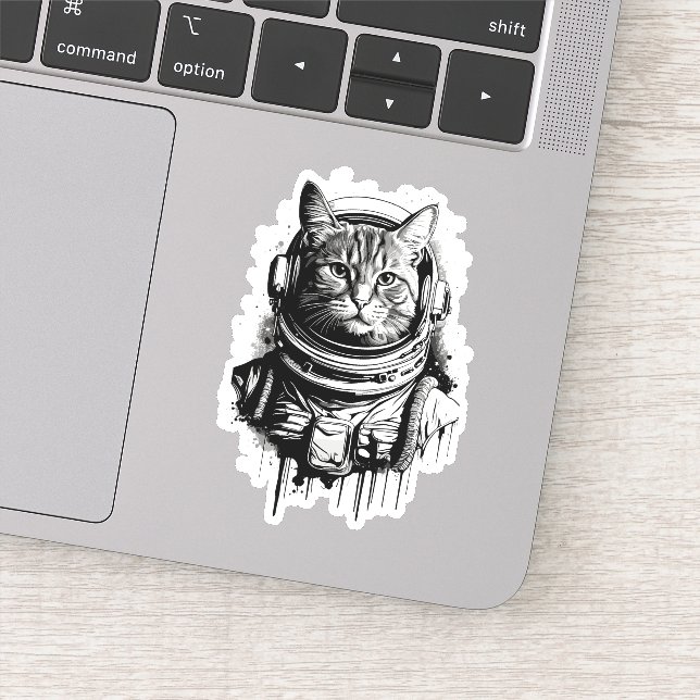 Astronaut Cat Ink Art Sticker (Detail)