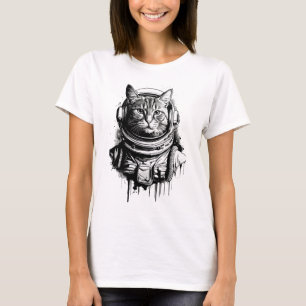 Astronaut Cat Ink Art T-Shirt