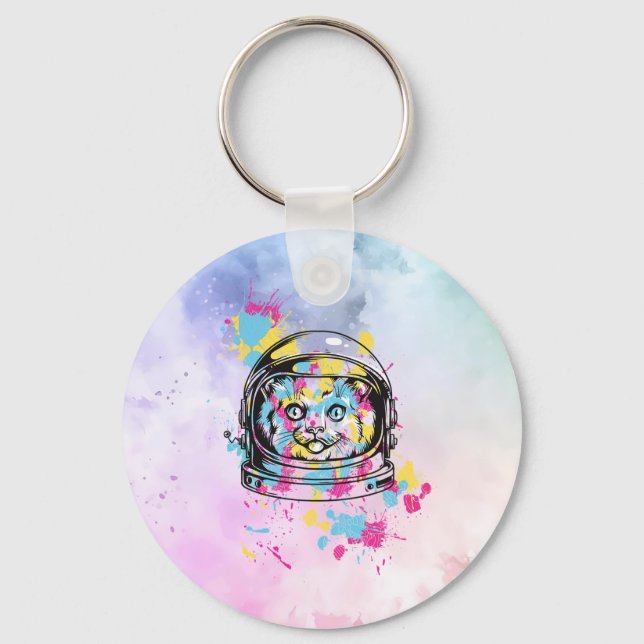 Astronaut Cat Keychain (Front)