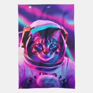 astronaut cat kitchen towel