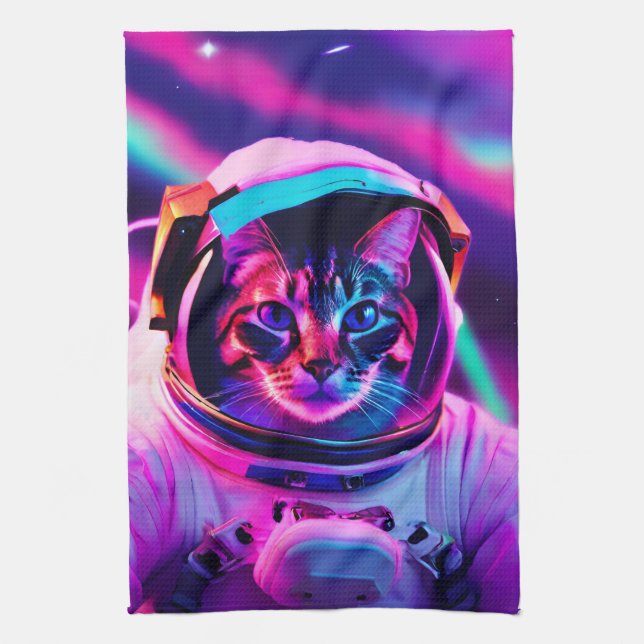 astronaut cat kitchen towel (Vertical)