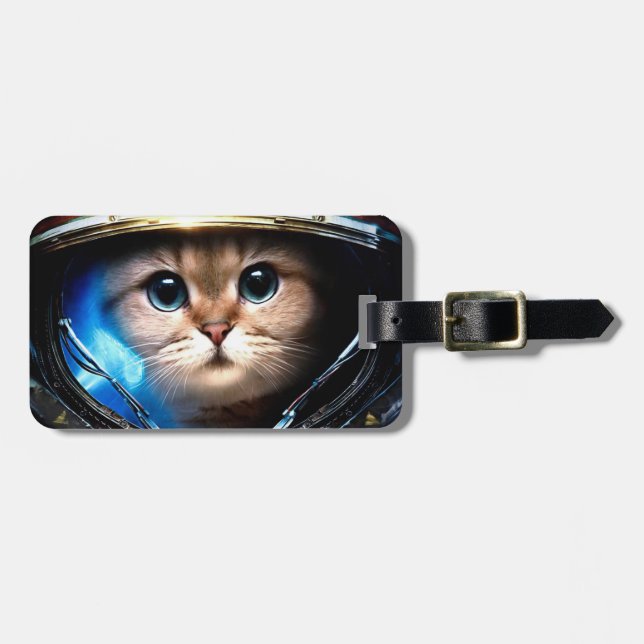 Astronaut Cat Luggage Tag (Front Horizontal)