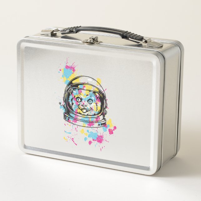 Astronaut Cat Metal Lunch Box (Front)