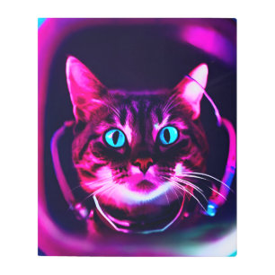 astronaut cat metal print