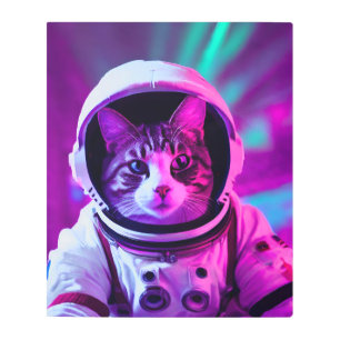 astronaut cat metal print