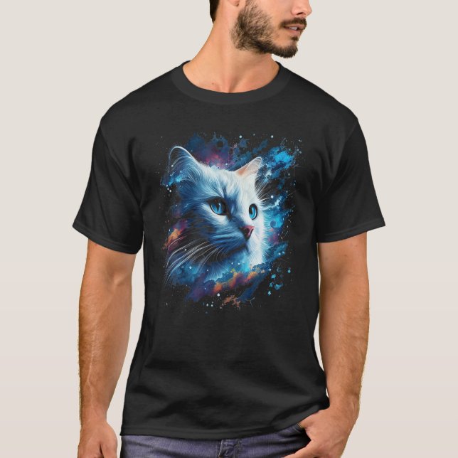 Astronaut Cat or Funny Space Cat on Galaxy Cat Lov T-Shirt (Front)