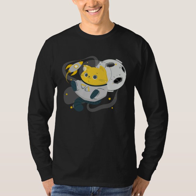 Astronaut Cat Or  Space Cat On Galaxy Kitten T-Shirt (Front)