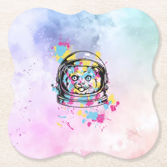 Astronaut Cat Paper Coaster (Front)