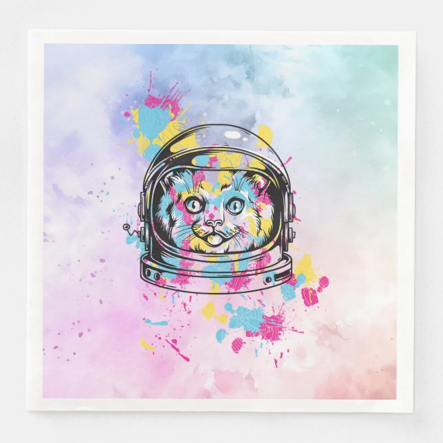 Astronaut Cat Paper Dinner Napkins (Front)