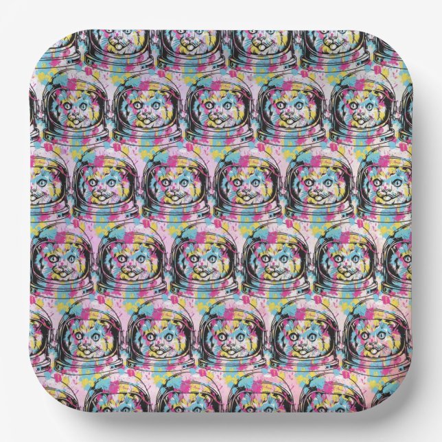 Astronaut Cat Paper Plates (Front)